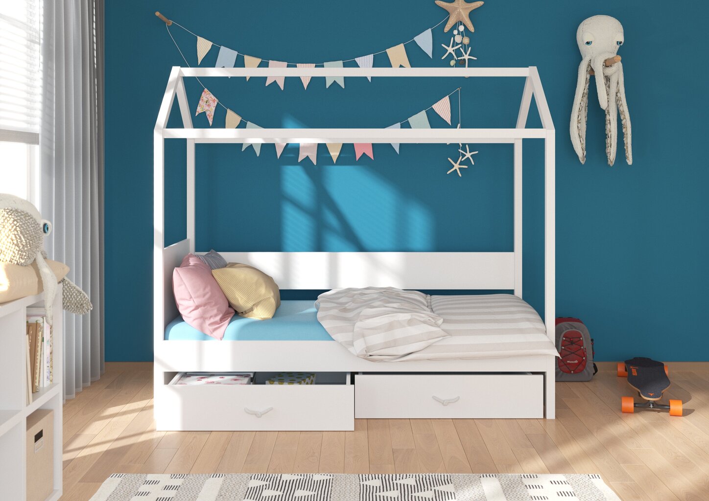 Gulta ADRK Furniture Otello, 80x180 cm, balta/pelēka цена и информация | Bērnu gultas | 220.lv