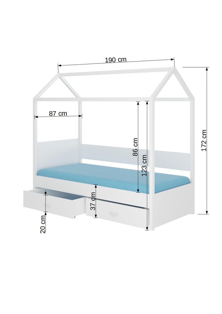 Gulta ADRK Furniture Otello, 80x180 cm, balta cena un informācija | Bērnu gultas | 220.lv