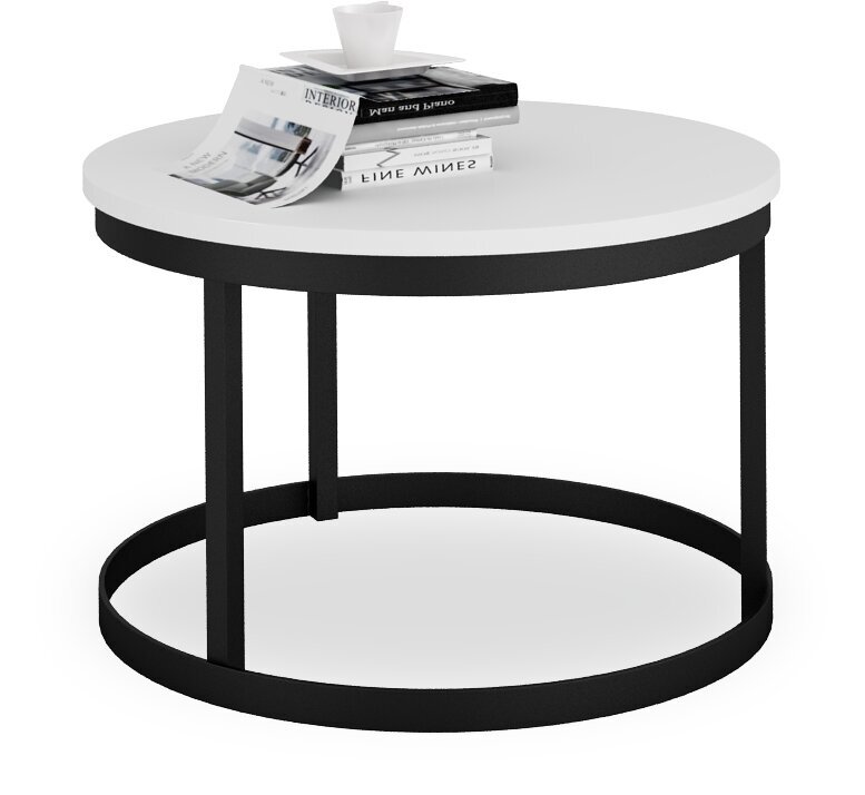 Kafijas galdiņš ADRK Furniture Rinen, 55x55cm, balts/melns cena un informācija | Žurnālgaldiņi | 220.lv