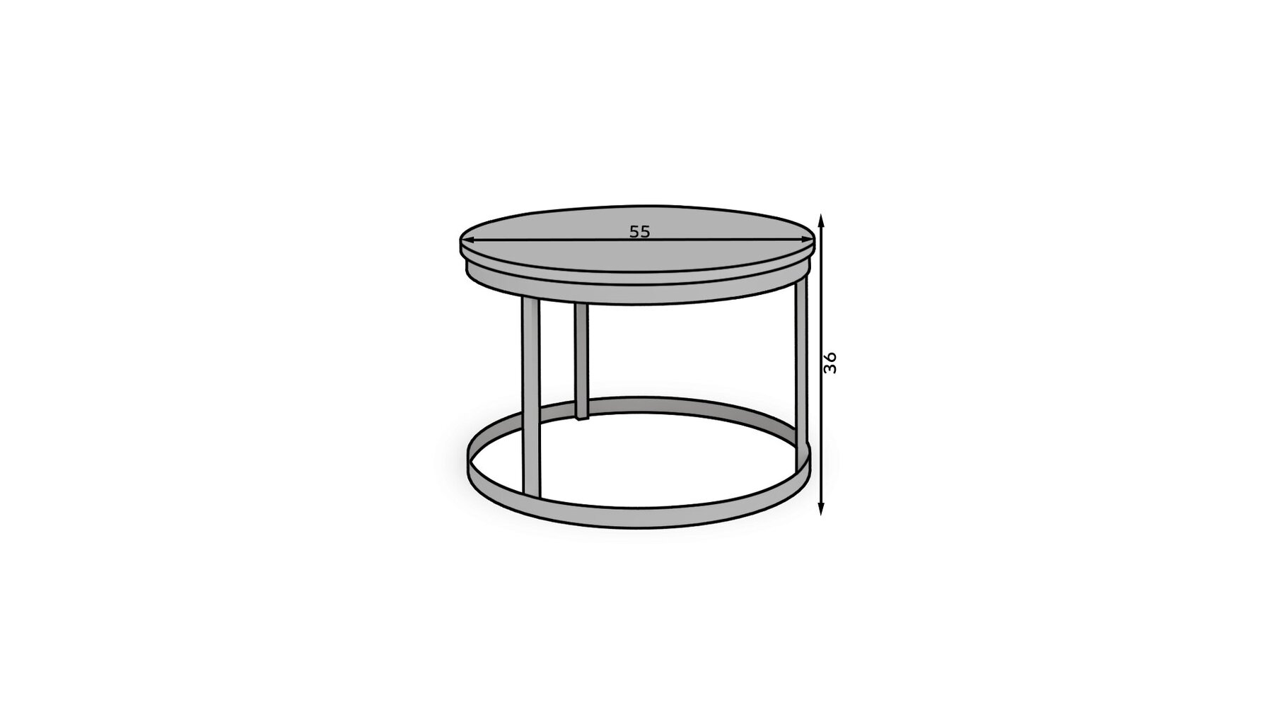 Kafijas galdiņš ADRK Furniture Rinen, 55x55cm, pelēks, melns cena un informācija | Žurnālgaldiņi | 220.lv