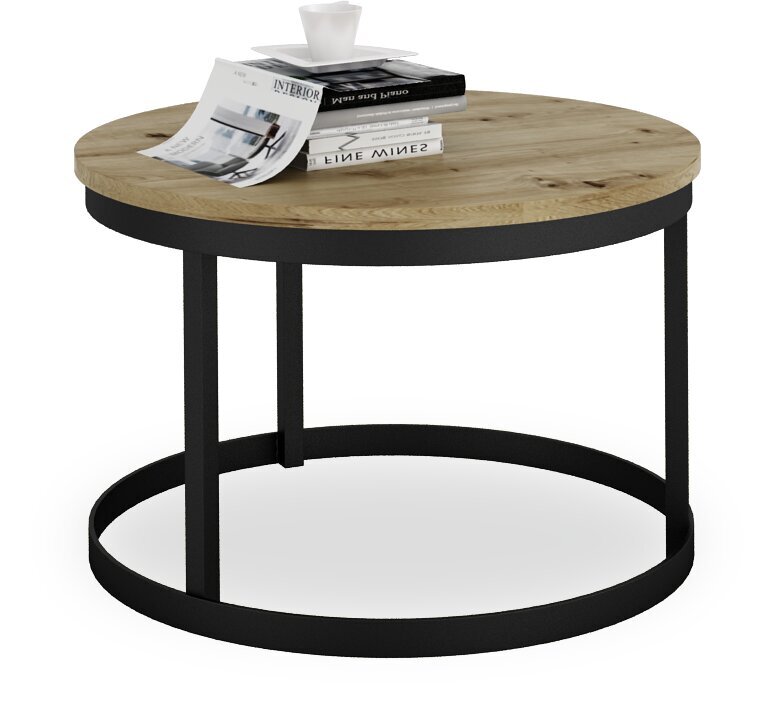 Kafijas galdiņš ADRK Furniture Rinen, 55x55cm, brūns/melns cena un informācija | Žurnālgaldiņi | 220.lv
