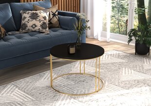 Kafijas galdiņš ADRK Furniture Noel, 55x55cm, melns/zelta cena un informācija | Žurnālgaldiņi | 220.lv