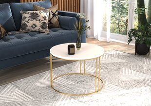Kafijas galdiņš ADRK Furniture Noel, 55x55cm, balts/zelta cena un informācija | Žurnālgaldiņi | 220.lv