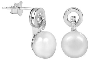Auskari ar baltu pērli JwL Luxury Pearls JL0503 sJL0503 cena un informācija | Auskari | 220.lv