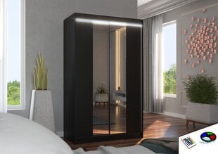 Skapis ADRK Furniture ar LED apgaismojumu Marvin 120, melns cena un informācija | Skapji | 220.lv