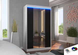 Skapis ADRK Furniture ar LED apgaismojumu Marvin 120, melns/balts cena un informācija | Skapji | 220.lv