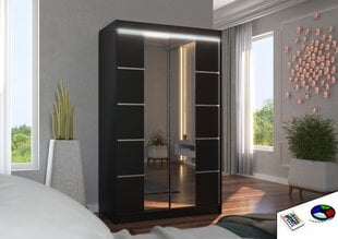 Skapis ADRK Furniture ar LED apgaismojumu Genua 120, melns cena un informācija | Skapji | 220.lv