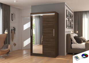Skapis ADRK Furniture ar LED apgaismojumu Bario 120, tumši brūns цена и информация | Шкафы | 220.lv