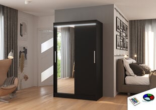 Skapis ADRK Furniture ar LED apgaismojumu Bario 120, melns cena un informācija | Skapji | 220.lv