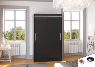 Skapis ADRK Furniture ar LED apgaismojumu Collin 120, melns cena un informācija | Skapji | 220.lv
