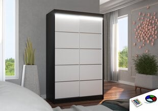 Skapis ADRK Furniture ar LED apgaismojumu Benisso 120, balts/melns cena un informācija | Skapji | 220.lv