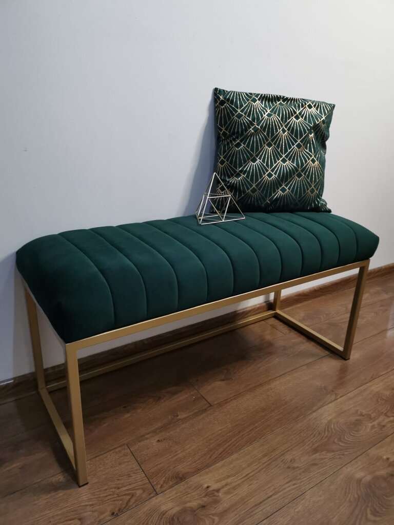 Soliņš ADRK Furniture Flit, 90x45x35 cm, tumši zaļš/zelta cena un informācija | Sēžammaisi, pufi | 220.lv