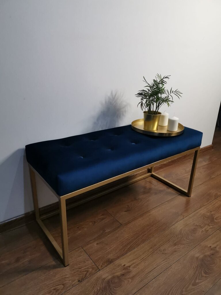 Soliņš ADRK Furniture Flit, 90x45x35 cm, tumši zils/zelta cena un informācija | Sēžammaisi, pufi | 220.lv