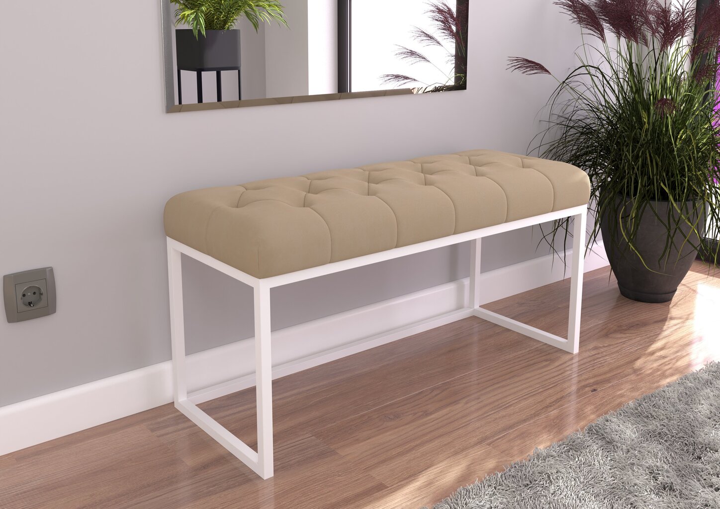 Soliņš ADRK Furniture Flit, 90x45x35 cm, smilšu/balts cena un informācija | Sēžammaisi, pufi | 220.lv