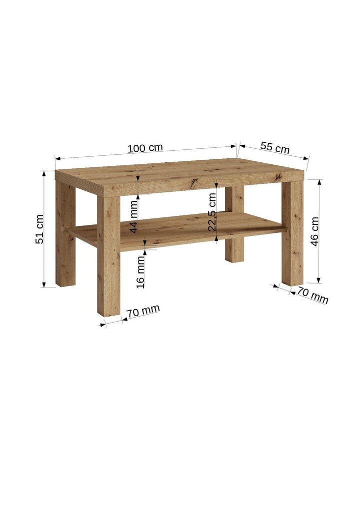 Kafijas galdiņš ADRK Furniture Gomez, 100x55cm, brūns/melns cena un informācija | Žurnālgaldiņi | 220.lv