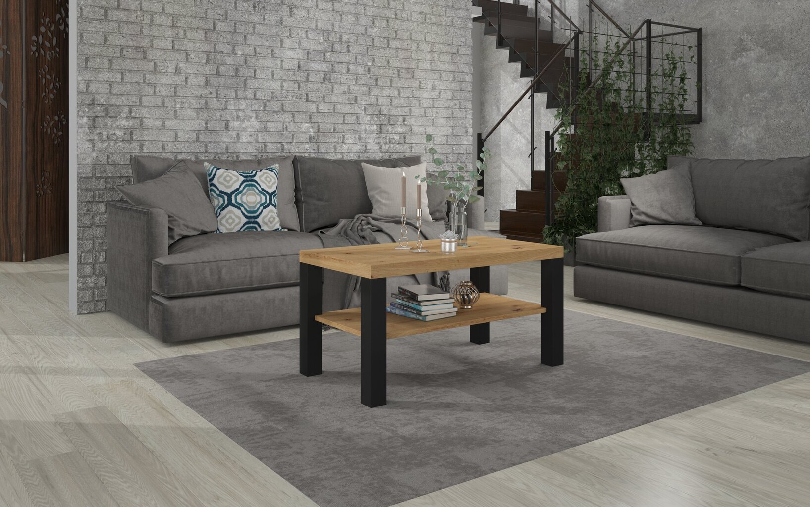 Kafijas galdiņš ADRK Furniture Gomez, 100x55cm, brūns/melns cena un informācija | Žurnālgaldiņi | 220.lv