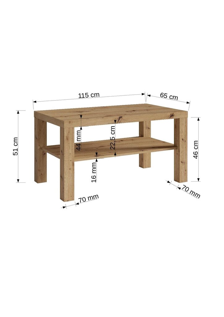 Kafijas galdiņš ADRK Furniture Sven, 115x65cm, pelēks/balts цена и информация | Žurnālgaldiņi | 220.lv