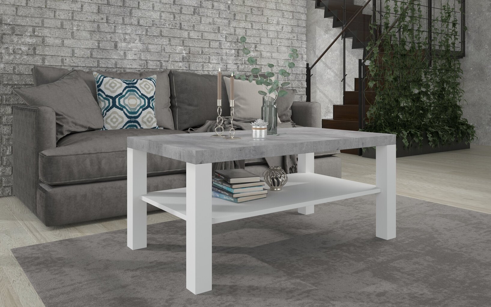 Kafijas galdiņš ADRK Furniture Sven, 115x65cm, pelēks/balts cena un informācija | Žurnālgaldiņi | 220.lv