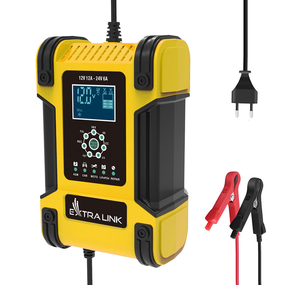 Extralink Shango viedais akumulatora lādētājs | Taisngriezis | 100–240 VAC, 12 V 12 A, 24 V 6 A cena un informācija | Akumulatori | 220.lv