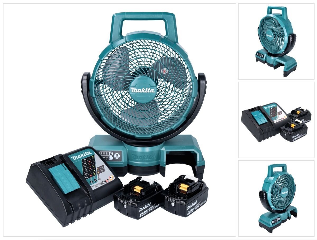 Makita DCF 203 RT bezvadu ventilators 14,4 V - 18 V + 2x Akumulatori 5,0 Ah + lādētājs cena un informācija | Ventilatori | 220.lv