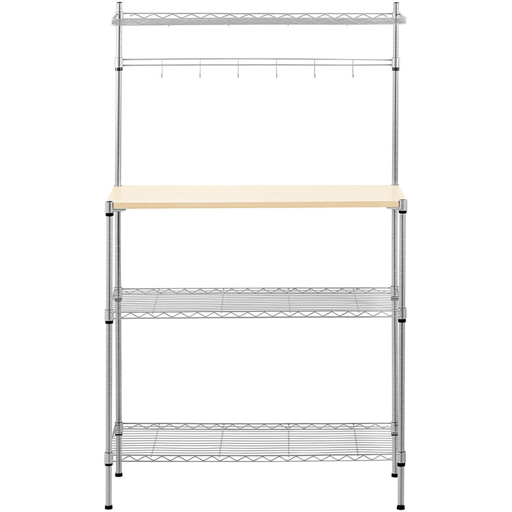 Metāla režģis noliktavas virtuvei 4 plauktu āķi 90 x 35 x 152 cm līdz 121 kg cena un informācija | Saimniecības plaukti | 220.lv