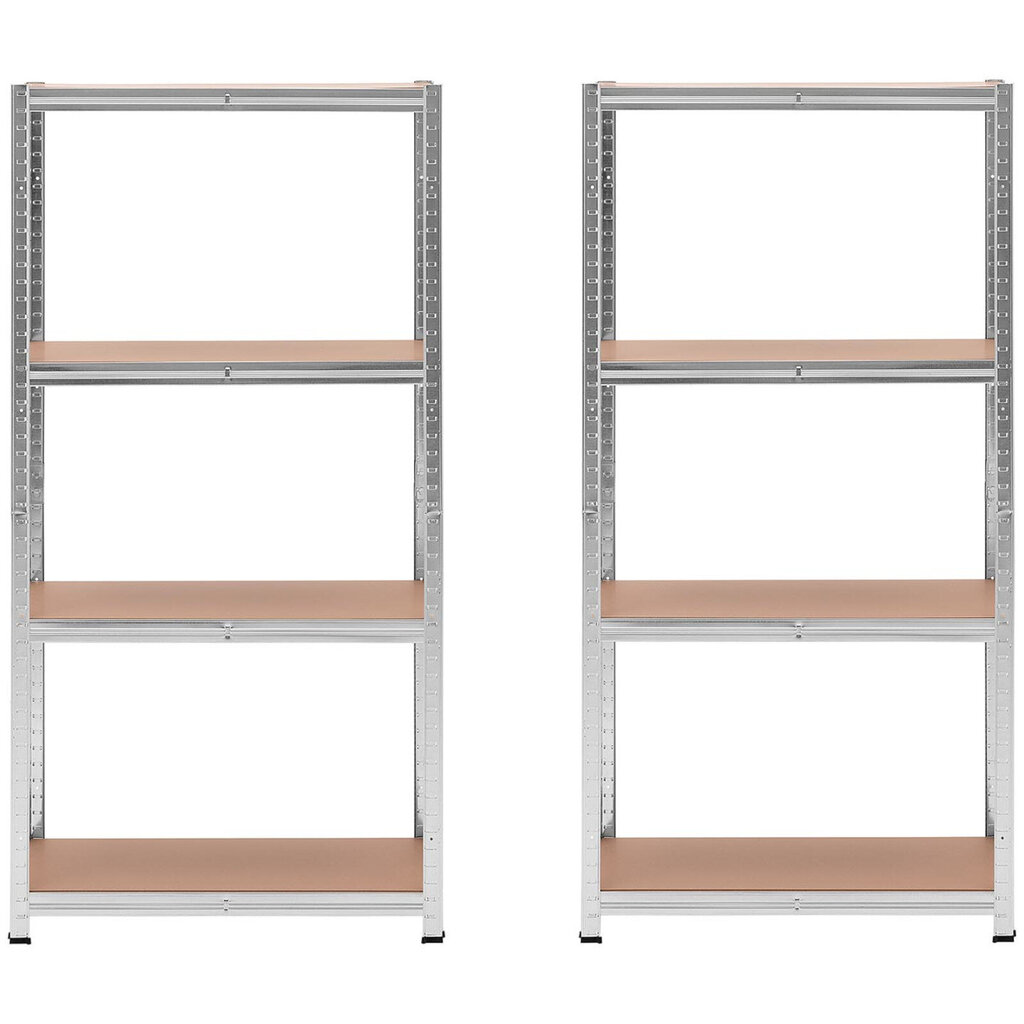 Metāla plaukts 4 plaukti 320 kg 80 x 40 x 160 cm pelēks 2 gab. cena un informācija | Saimniecības plaukti | 220.lv