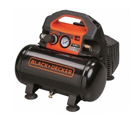 БЕЗМАСЛЯНЫЙ КОМПРЕССОР BLACK+DECKER 6L 0.5HP 8BAR 55 л/мин цена и информация | Компрессоры | 220.lv