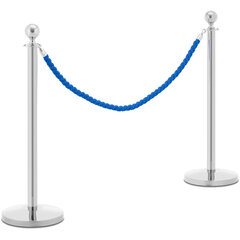 Sudraba viesnīcas barjeras stabs ar zilu virvi 150 cm - 2 gab. cena un informācija | Žogi un piederumi | 220.lv