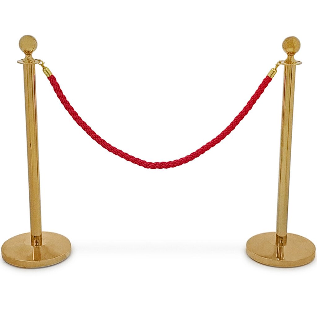 Titāna viesnīcas barjeras stabs ar sarkanu virvi 150 cm - 2 gab. cena un informācija | Žogi un piederumi | 220.lv