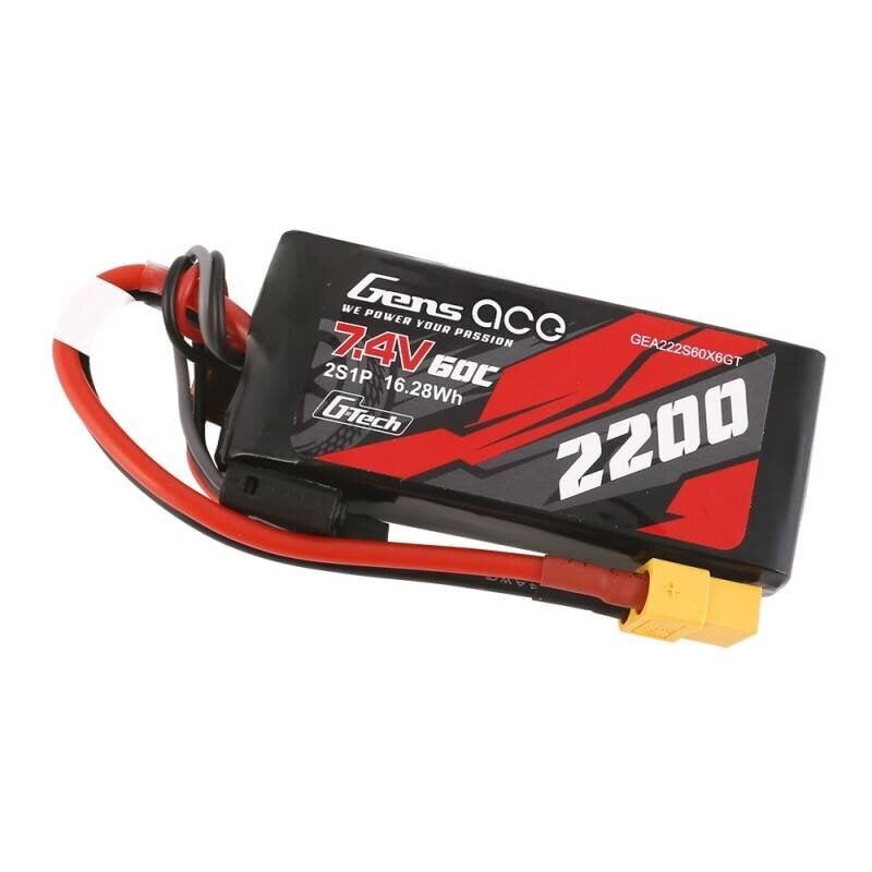 Gens ace Akumulators GensAce G-Tech LiPo 2200mAh 7,4V 60C 2S1P XT60 cena un informācija | Akumulatori | 220.lv