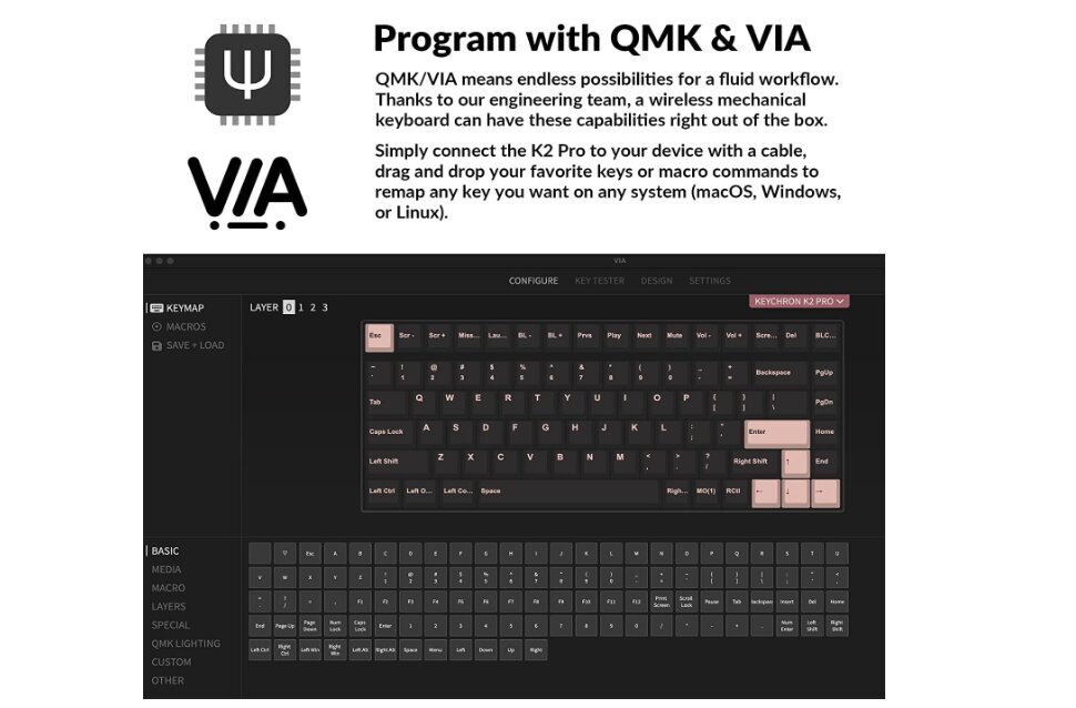 Keychron K2 Pro QMK/VIA cena un informācija | Klaviatūras | 220.lv