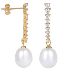 JwL Luxury Pearls Позолоченные жемчужные серьги с кристаллами JL0405 sJL0405 цена и информация | Серьги | 220.lv