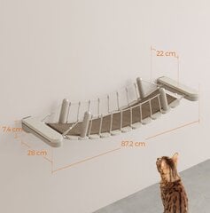 Pie sienas stiprināms kaķu vairogs, Feandrea, 90 x 22 cm, pelēks cena un informācija | Rotaļlietas kaķiem | 220.lv
