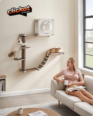 Pie sienas stiprināms 5 detaļu kaķu mēbeļu komplekts, Feandrea, 140 x 150 cm, brūns-balts cena un informācija | Kaķu mājas, nagu asināmie | 220.lv
