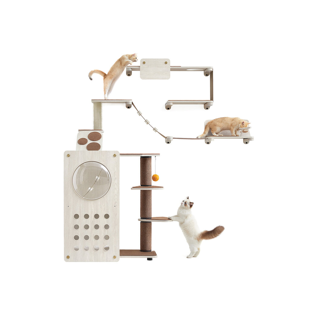 7 gabalu kaķu mēbeļu komplekts, Feandrea, 200 x 200 cm, daudzkrāsains cena un informācija | Kaķu mājas, nagu asināmie | 220.lv