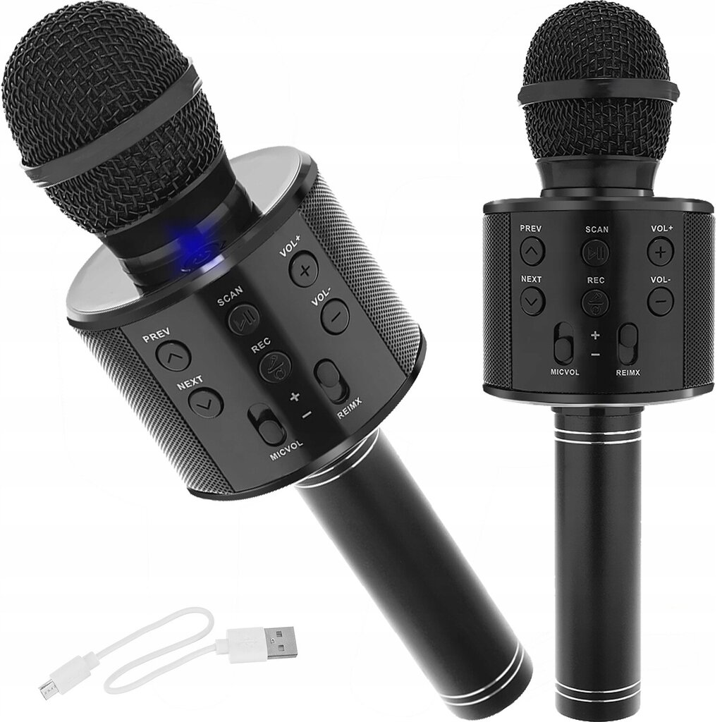 Bērnu karaoke mikrofons ar skaļruni, melns cena un informācija | Attīstošās rotaļlietas | 220.lv