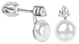 Sudraba auskari ar sintētisko pērli un kristālu Brilio Silver 435 001 00025 04 sBS0279 cena un informācija | Auskari | 220.lv