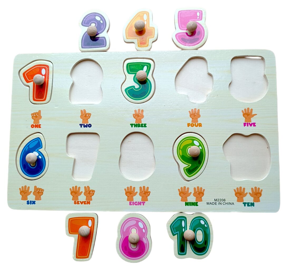 Koka formas puzle - Cipari цена и информация | Attīstošās rotaļlietas | 220.lv