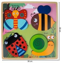 Koka puzle Kukaiņi, 30×30 cm cena un informācija | Rotaļlietas zīdaiņiem | 220.lv