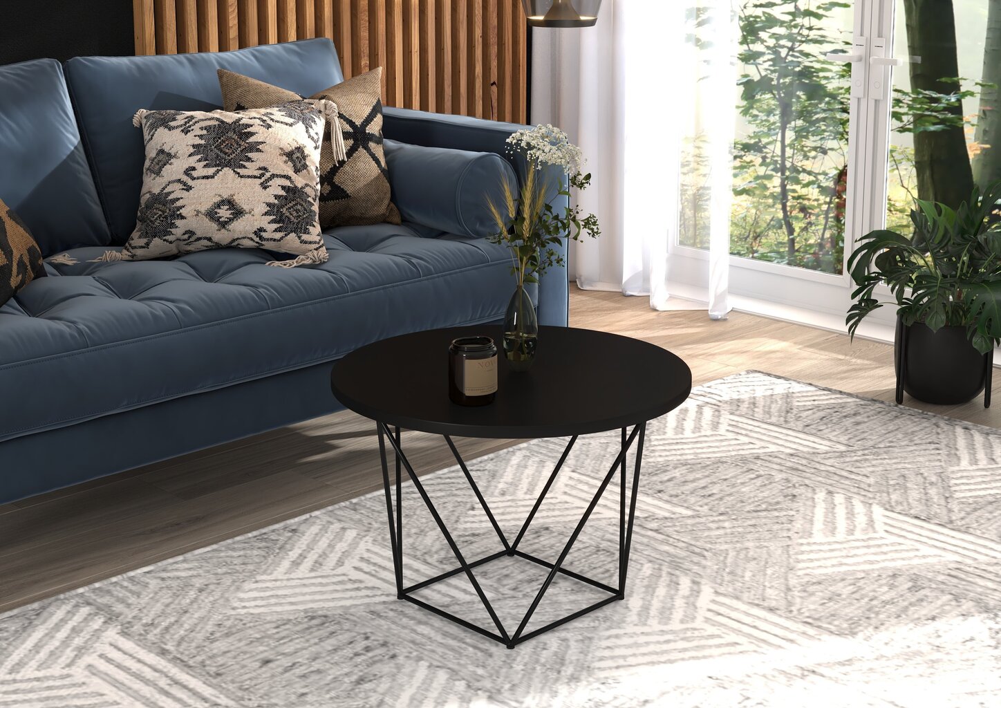 Kafijas galdiņš ADRK Furniture Liam, 55x55cm, melns cena un informācija | Žurnālgaldiņi | 220.lv