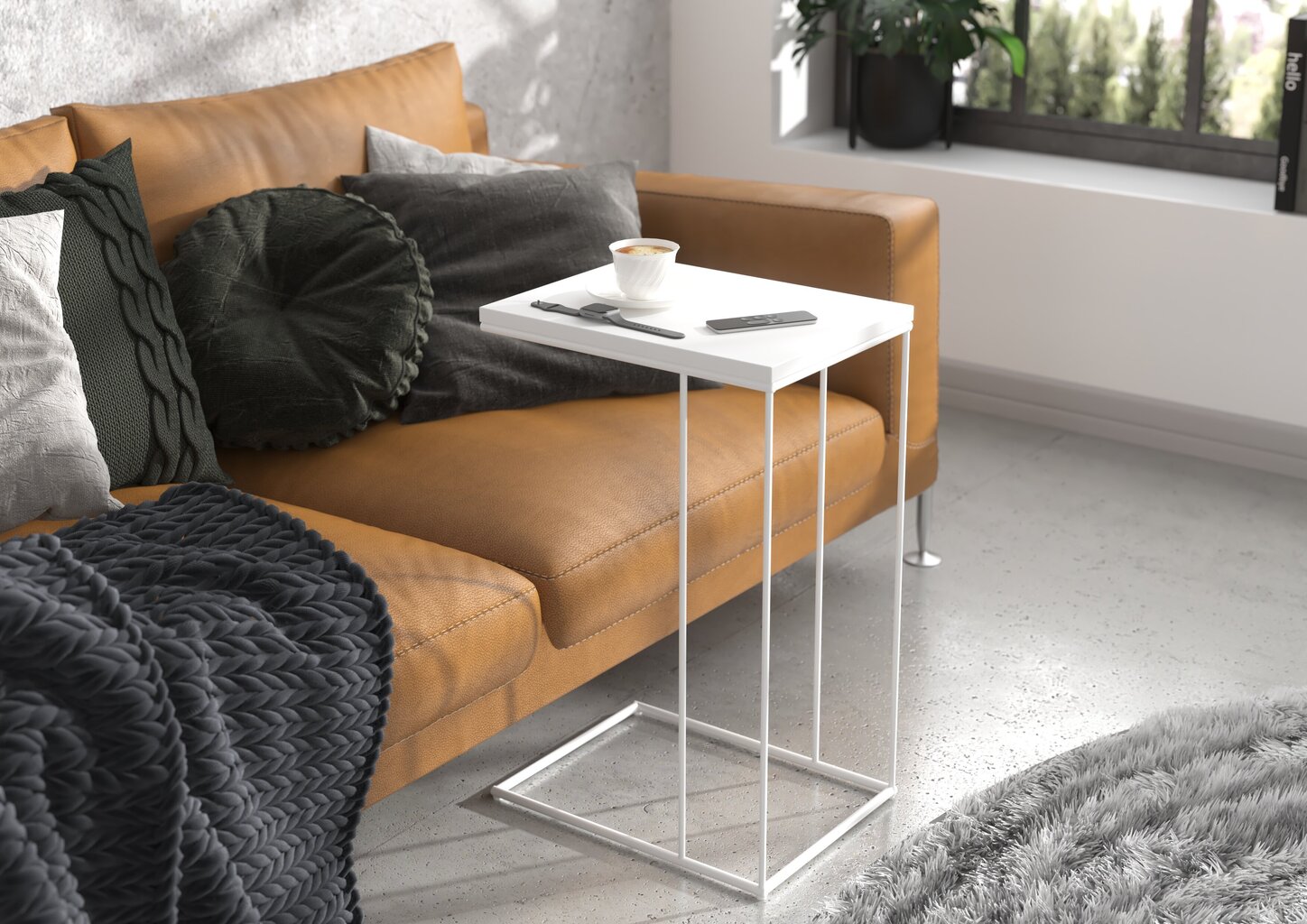 Sānu galds ADRK Furniture Dru, 62x30x40 cm, balts cena un informācija | Žurnālgaldiņi | 220.lv