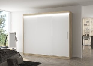 Skapis ADRK Furniture ar LED apgaismojumu Antos 250, balts/smilšu cena un informācija | Skapji | 220.lv