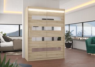 Skapis ADRK Furniture ar LED apgaismojumu Baltic 150, smilšu cena un informācija | Skapji | 220.lv