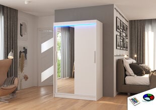 Skapis ADRK Furniture ar LED apgaismojumu Bario 120, balts cena un informācija | Skapji | 220.lv