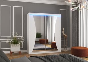 Skapis ADRK Furniture ar LED apgaismojumu Charlotte 180, balts cena un informācija | Skapji | 220.lv