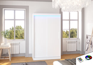 Skapis ADRK Furniture ar LED apgaismojumu Collin 120, balts cena un informācija | Skapji | 220.lv