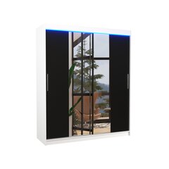 Шкаф ADRK Furniture со светодиодной подсветкой Dallas 180, черный цвет/белый цвет цена и информация | Шкафы | 220.lv