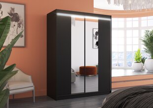 Skapis ADRK Furniture ar LED apgaismojumu Fever 150, melns cena un informācija | Skapji | 220.lv