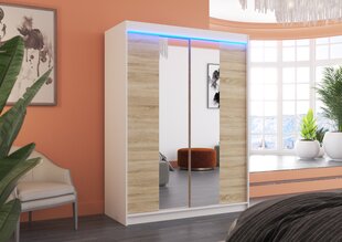 Skapis ADRK Furniture ar LED apgaismojumu Fever 150, smilšu/balts cena un informācija | Skapji | 220.lv