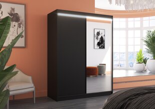 Skapis ADRK Furniture ar LED apgaismojumu Jordi 150, melns cena un informācija | Skapji | 220.lv
